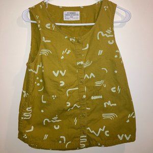 REI Sleeveless Yellow Green Patterned Tank Top